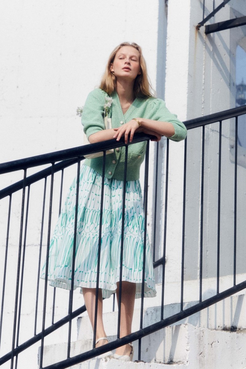 図面コットンフレアスカートグリーン - @SEOUL