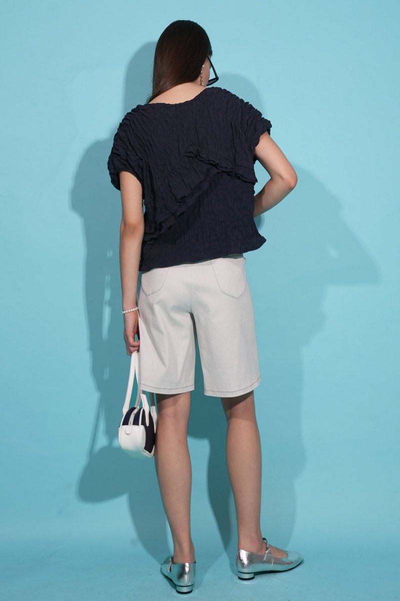 ワッフルシャーリングトップ_グレー - @SEOUL