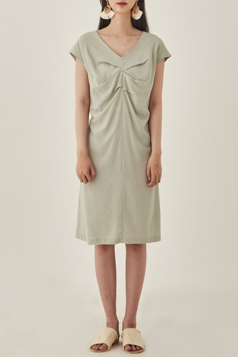 TENCEL FRONT PLEATED DRESS-ミント - @SEOUL
