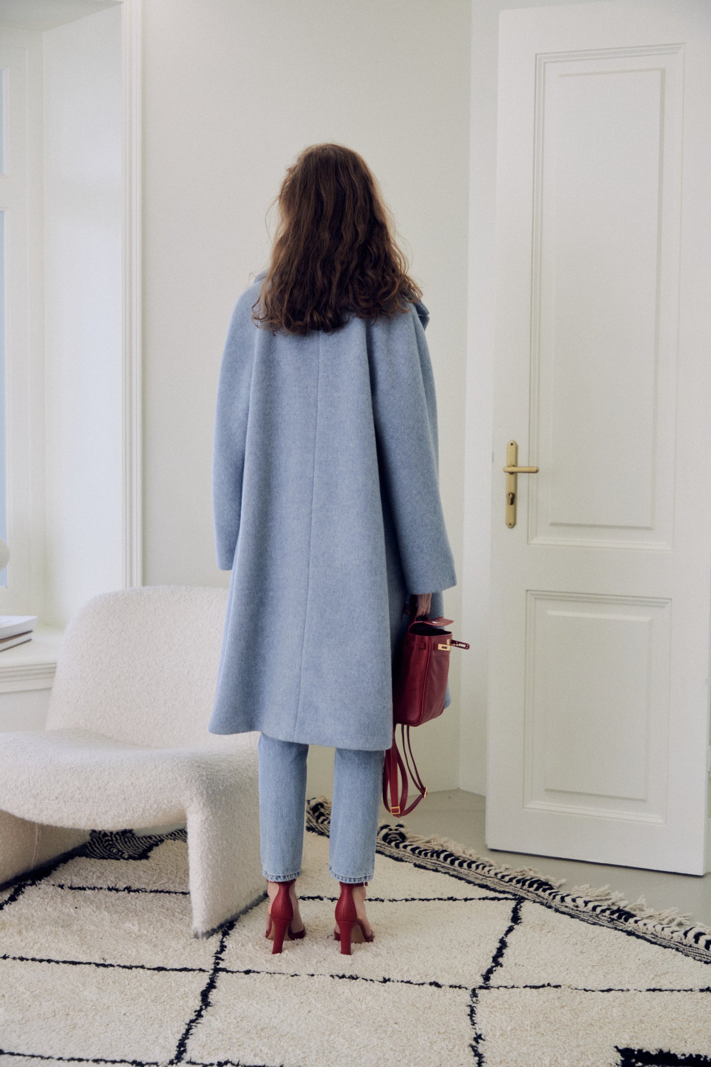 カシミアフレンチコート_ブルー CASHMERE FRENCH COAT_BL