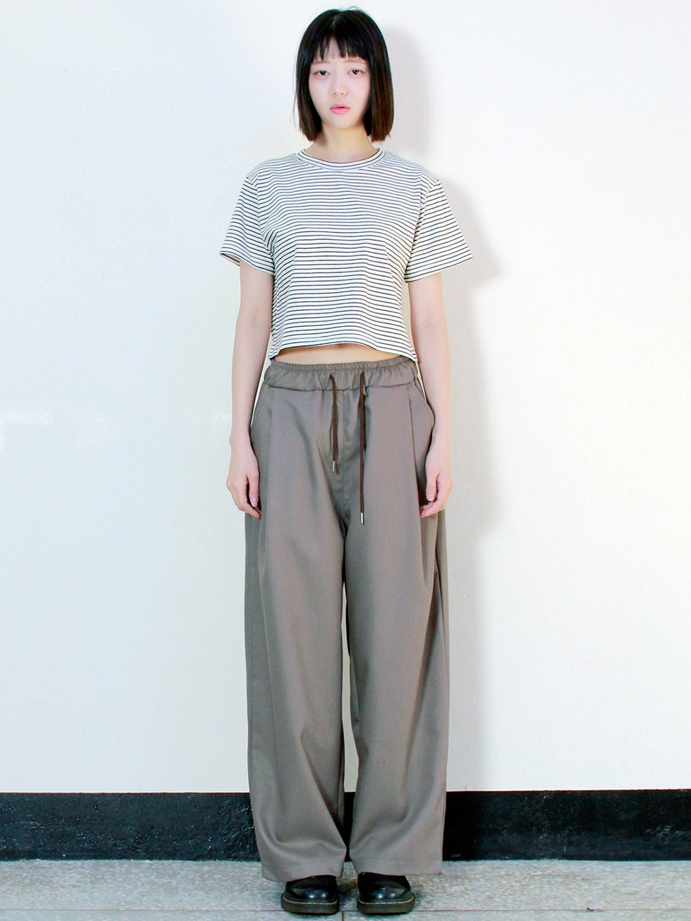 サイドワンタックリアルワイドパンツ モカ