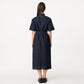 Action pleated string long dress jeans navy (wundergeist777) ＠SEOUL