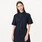 Action pleated string long dress jeans navy (wundergeist777) ＠SEOUL