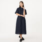 Action pleated string long dress jeans navy (wundergeist777) ＠SEOUL