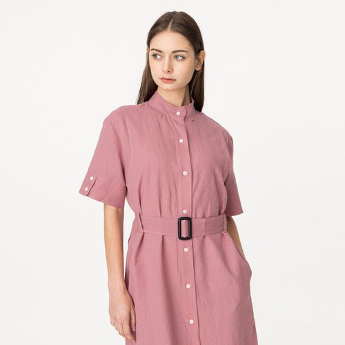 Action pleated string long dress jeans pink (wundergeist777) ＠SEOUL