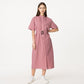Action pleated string long dress jeans pink (wundergeist777) ＠SEOUL