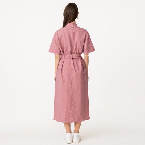 Action pleated string long dress jeans pink (wundergeist777) ＠SEOUL