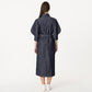 Bishop sleeve three - quarter sleeve string denim long dress indigo denim (wundergeist777) ＠SEOUL
