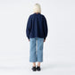 Check color combination balloon sleeve sweatshirt navy (wundergeist777) ＠SEOUL
