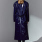 Glossy Leather Long Coat_Navy