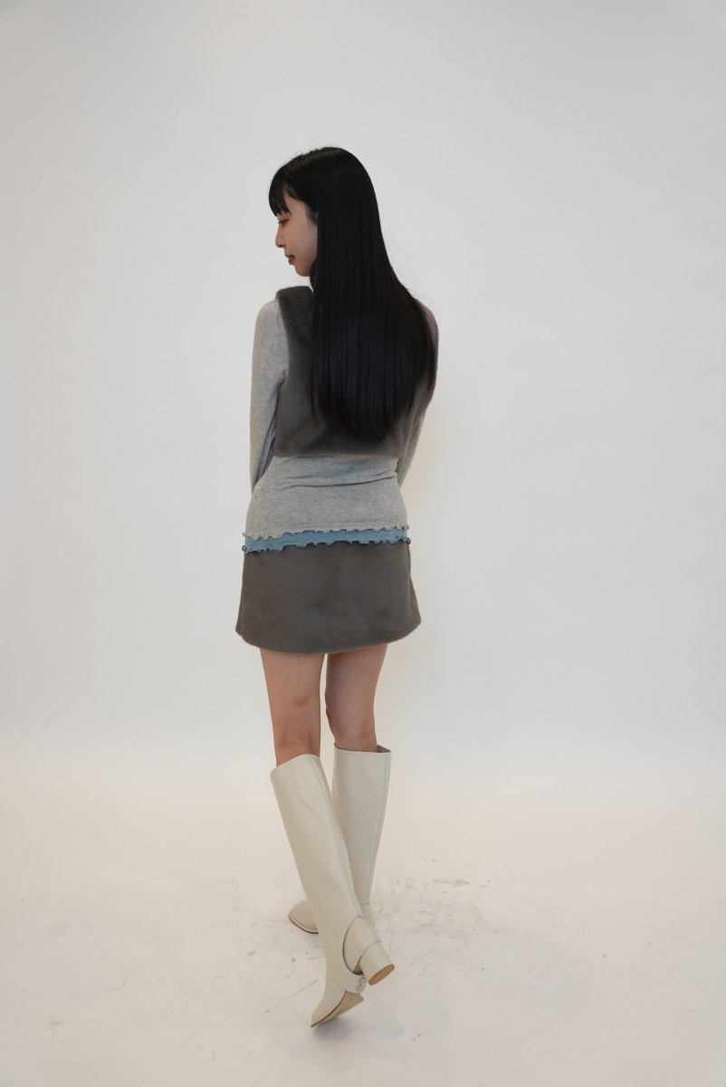 Essential A - Line Fur Mini Skirt (PEEP) ＠SEOUL