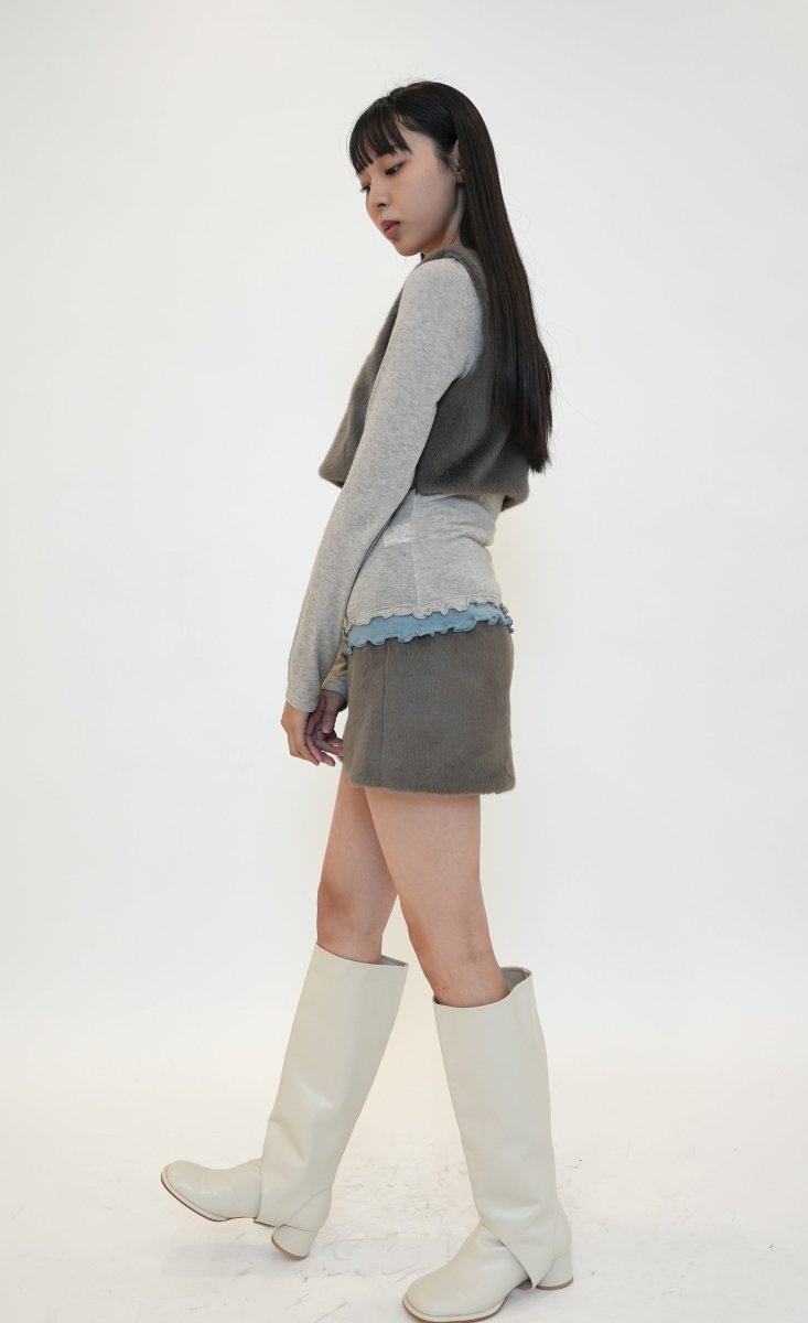 Essential A - Line Fur Mini Skirt (PEEP) ＠SEOUL