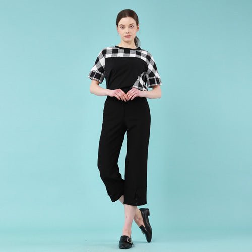 French sleeve color combination short sleeve t-shirt black (wundergeist777) ＠SEOUL