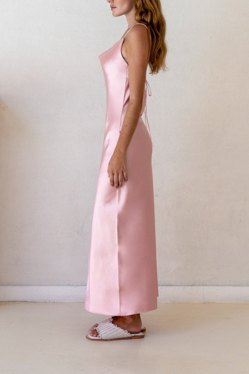 Kristen Pink Satin Slip Dress (L'EAU ET) ＠SEOUL