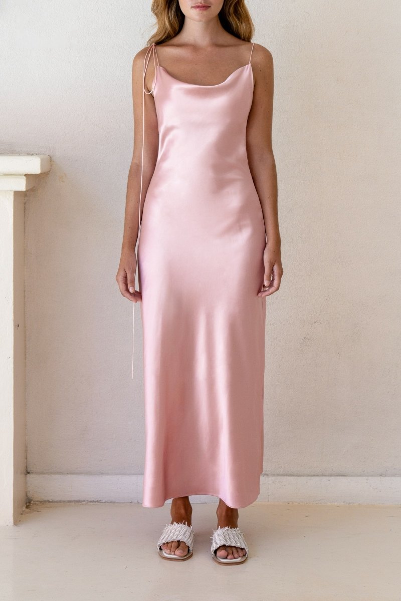 Kristen Pink Satin Slip Dress (L'EAU ET) ＠SEOUL