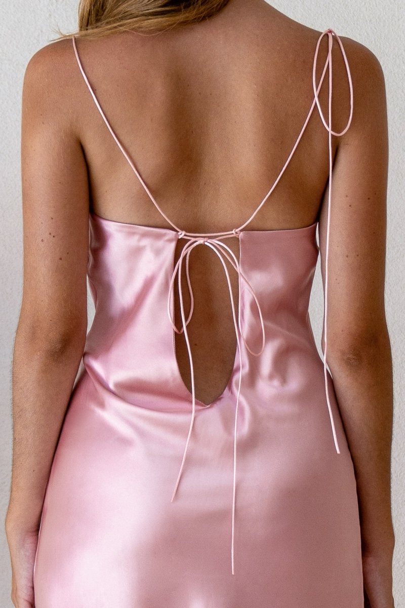 Kristen Pink Satin Slip Dress (L'EAU ET) ＠SEOUL