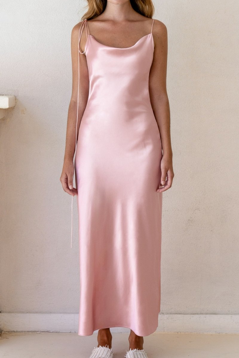 Kristen Pink Satin Slip Dress (L'EAU ET) ＠SEOUL