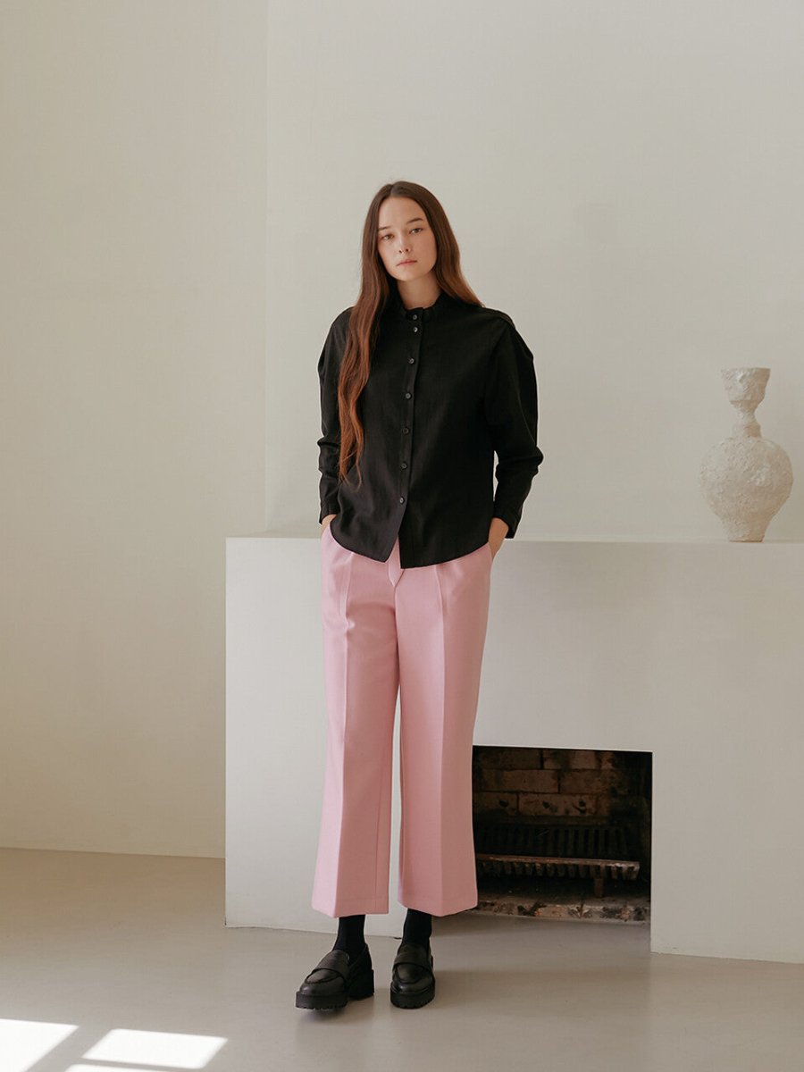 leeka pleated blouse _ charcoal black (AILE DE) ＠SEOUL
