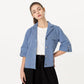 Open collar short sleeve string denim jacket light blue (wundergeist777) ＠SEOUL