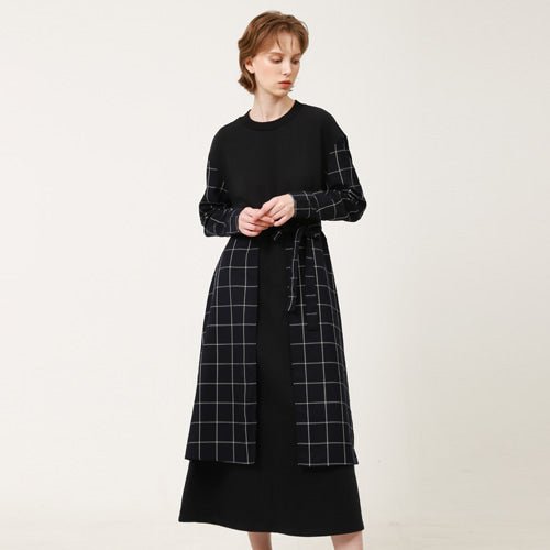 Overskirt color combination long dress navy (wundergeist777) ＠SEOUL