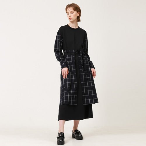 Overskirt color combination long dress navy (wundergeist777) ＠SEOUL