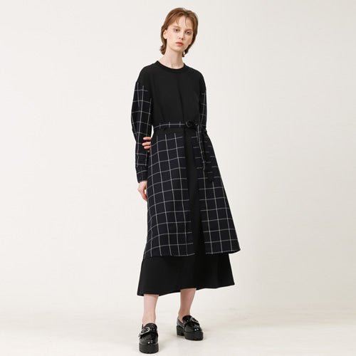 Overskirt color combination long dress navy (wundergeist777) ＠SEOUL