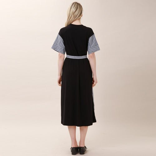 Overskirt color combination short sleeve long dress black (wundergeist777) ＠SEOUL
