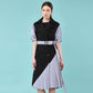 Puff short sleeve unbalanced trench dress (black) (wundergeist777) ＠SEOUL