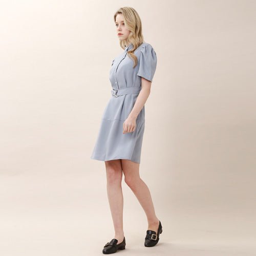 Puff Sleeve China Collar Short Sleeve Dress Mint (wundergeist777) ＠SEOUL