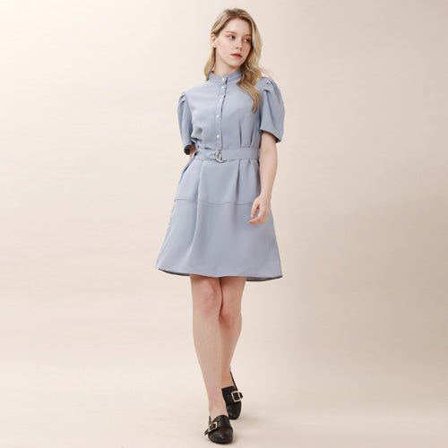 Puff Sleeve China Collar Short Sleeve Dress Mint (wundergeist777) ＠SEOUL