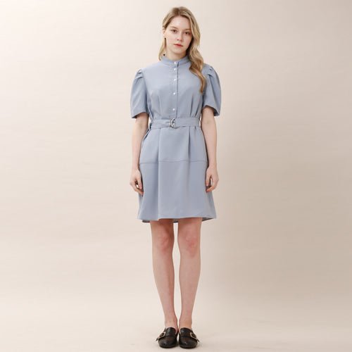 Puff Sleeve China Collar Short Sleeve Dress Mint (wundergeist777) ＠SEOUL