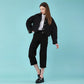 Puff sleeve crop black and blue denim jumper (wundergeist777) ＠SEOUL