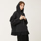 Puff sleeve overfit ruffle hoodie sweatshirt charcoal gray (wundergeist777) ＠SEOUL