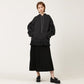 Puff sleeve overfit ruffle hoodie sweatshirt charcoal gray (wundergeist777) ＠SEOUL