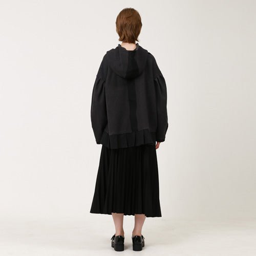 Puff sleeve overfit ruffle hoodie sweatshirt charcoal gray (wundergeist777) ＠SEOUL