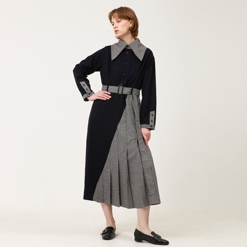 Puritan collar (cape collar) unbalanced long dress navy (wundergeist777) ＠SEOUL