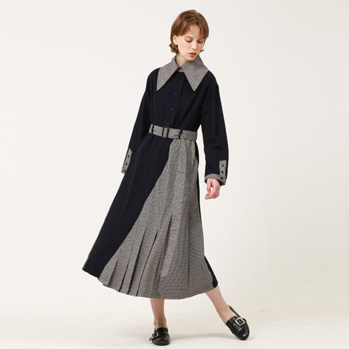 Puritan collar (cape collar) unbalanced long dress navy (wundergeist777) ＠SEOUL