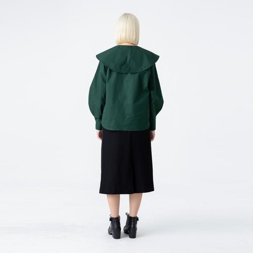 Raglan sailor collar bishop sleeve cotton green blouse (wundergeist777) ＠SEOUL