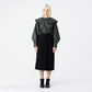 Raglan sailor collar bishop sleeve eco leather khaki blouse (wundergeist777) ＠SEOUL