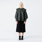 Raglan sailor collar bishop sleeve eco leather khaki blouse (wundergeist777) ＠SEOUL