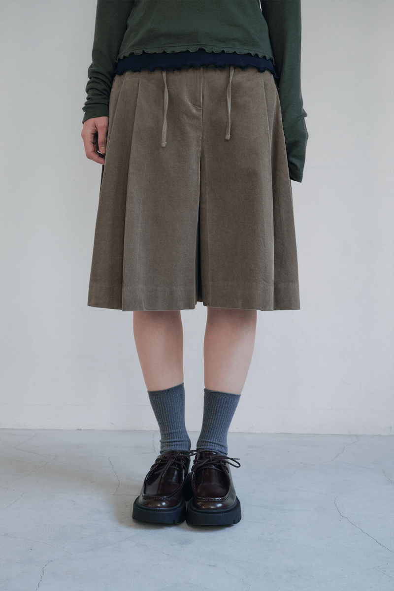[Reorder] Corduroy pleated skirt pants (3colors)_Khaki (peep) ＠SEOUL