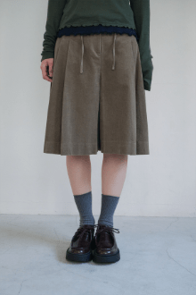 [Reorder] Corduroy pleated skirt pants (3colors)_Khaki (peep) ＠SEOUL