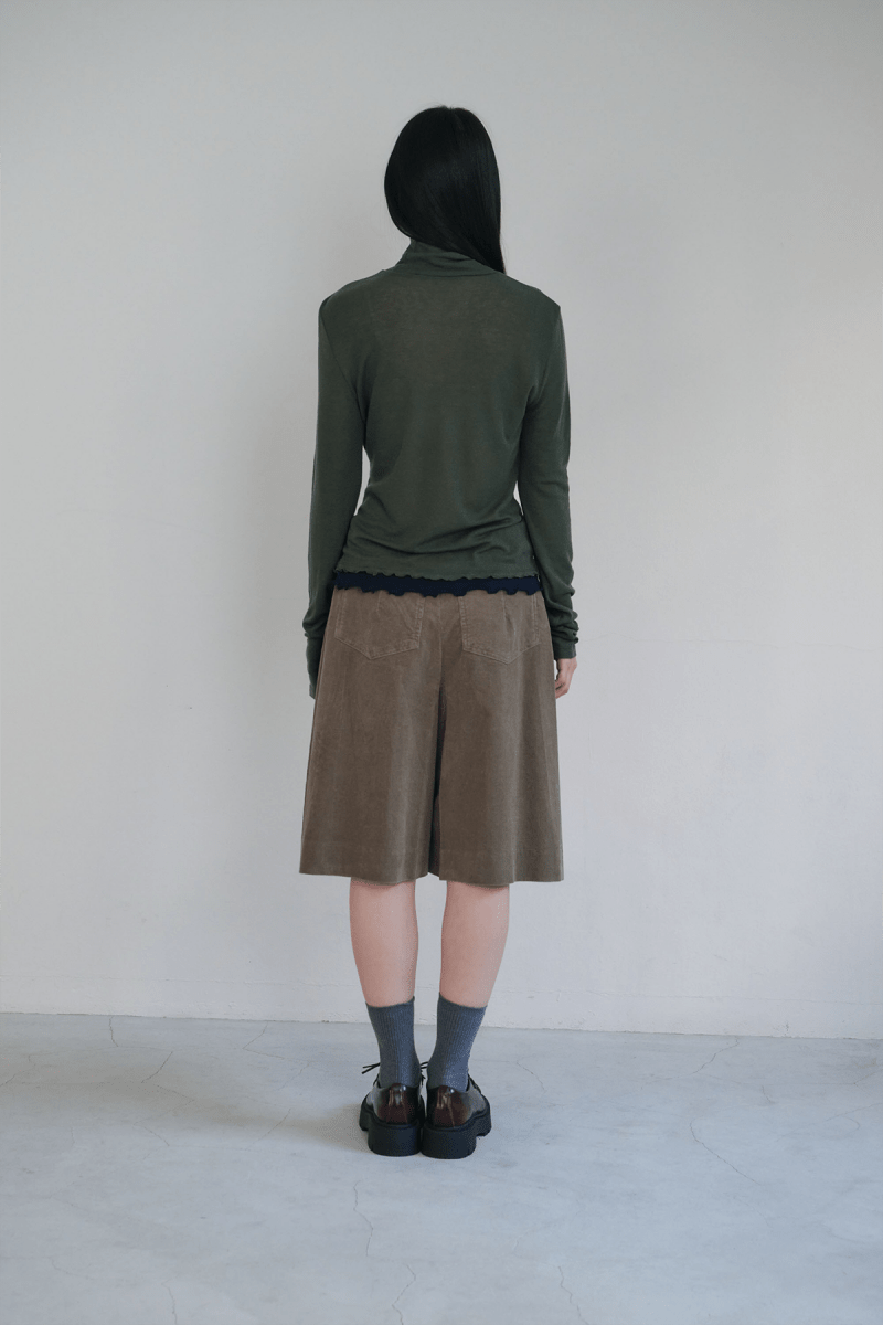 [Reorder] Corduroy pleated skirt pants (3colors)_Khaki (peep) ＠SEOUL