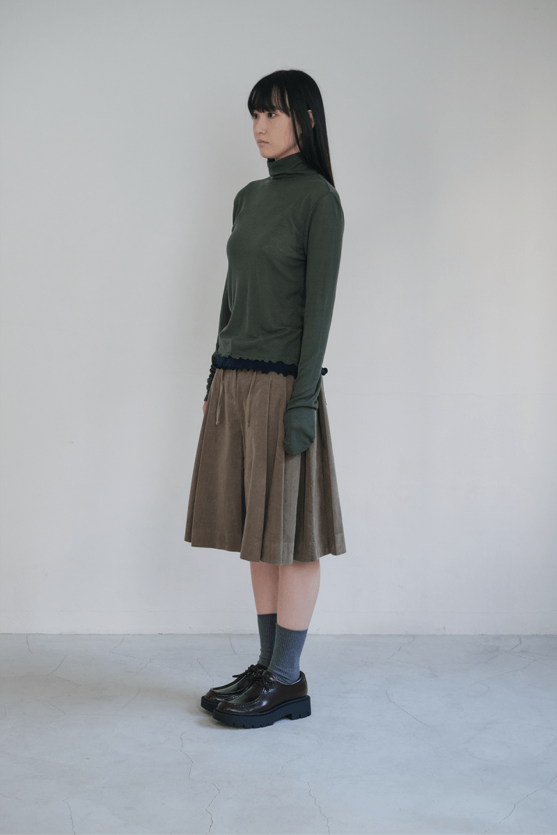 [Reorder] Corduroy pleated skirt pants (3colors)_Khaki (peep) ＠SEOUL