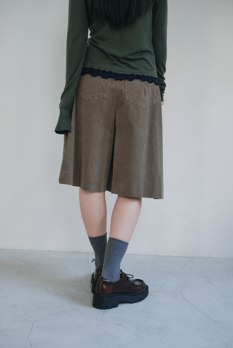 [Reorder] Corduroy pleated skirt pants (3colors)_Khaki (peep) ＠SEOUL