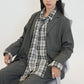 Round Sleeve Tie Check Shirt Black (moiremoa) ＠SEOUL