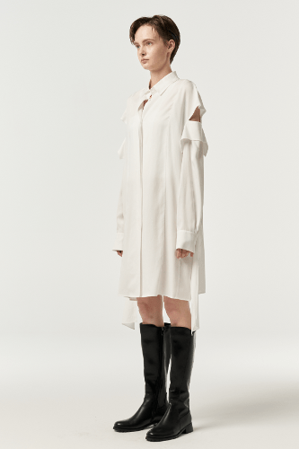 Shoulder Slit long Shirt Dress (M.Rof) ＠SEOUL