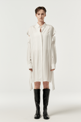 Shoulder Slit long Shirt Dress (M.Rof) ＠SEOUL