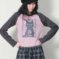 ボスキャット ラグラン セミクロップ 長袖Tシャツ ピンク＆チャコール (Demarc) ＠SEOUL