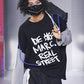 オーバーサイズ ストリート風 配色デザイン 長袖Tシャツ ブラック (Demarc) ＠SEOUL